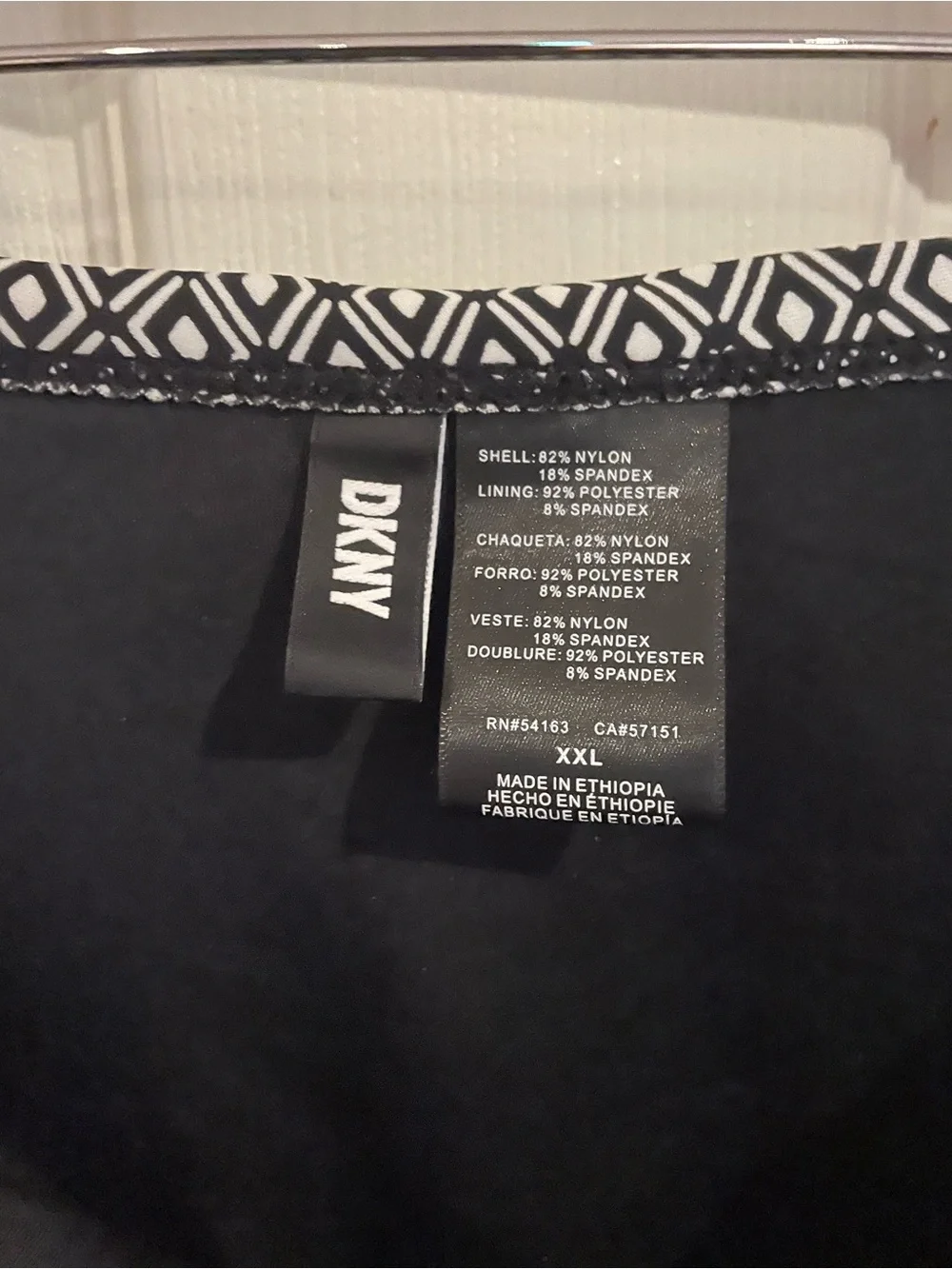 DKNY Black One-Piece Swimsuit with White Geometric Trim - Picture 5 of 12